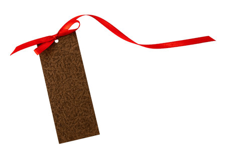Blank cardboard price tag or label, isolated on white or transparent background.の写真素材