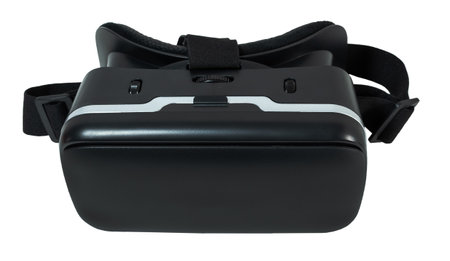 Front view of virtual reality VR headset, isolated on white background.の写真素材