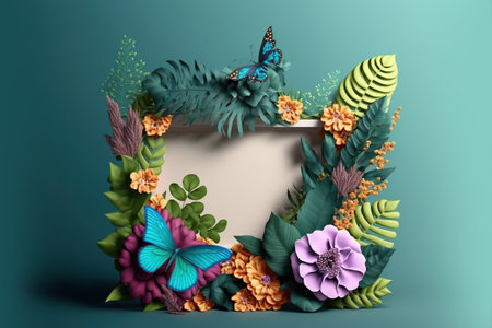 Spring product podium with flowers. Generative AI illustration.の素材