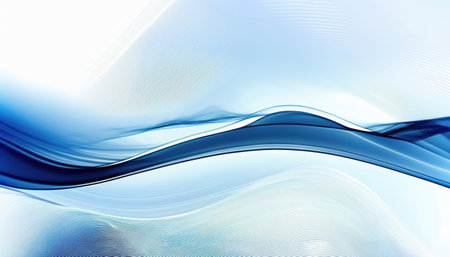Blue and white wave abstract background. Generative AI illustration.の素材
