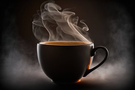 Studio shot product of a cup of coffee. Generative AI illustration.の素材