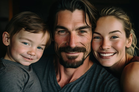 A young family exploring the world and creating memories. Generative AI illustration.の素材