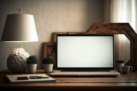 Clean and Modern Laptop Mockup for Your Next Design. Generative AI illustration.の素材