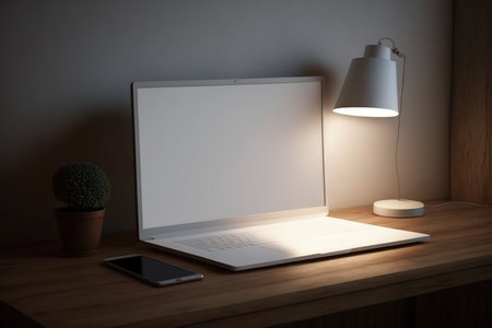 Versatile Laptop Mockup for Your Creative Projects. Generative AI illustration.の素材