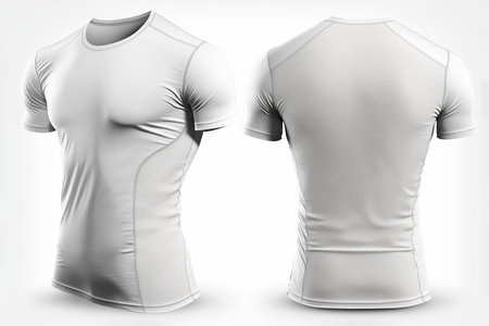 Front and Back of an Editable white T-Shirt. Generative AI illustration.の素材
