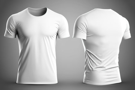 Front and Back of an Editable white T-Shirt. Generative AI illustration.の素材