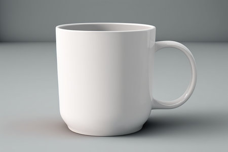 White mug mockup, isolated. Generative AI illustration.の素材