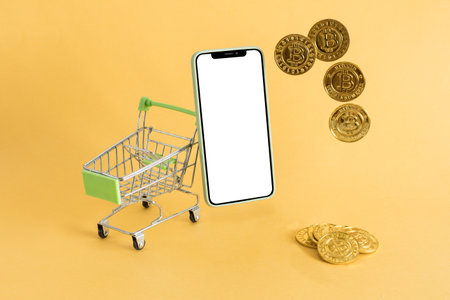 Buying and investing with digital money. Bit coin concept.の写真素材