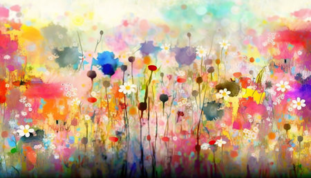 Watercolor flower isolated on pastel background. Generative AI illustration.の素材