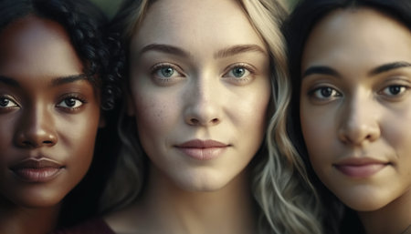 Celebrating Women's Beauty and Diversity. Generative AI illustration.の素材