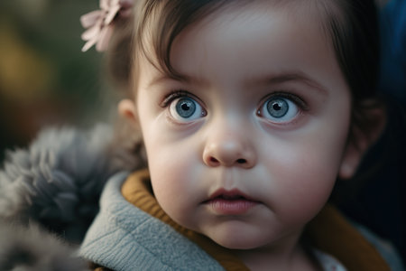 Portrait of cute baby girl. Generative AI illustration.の素材