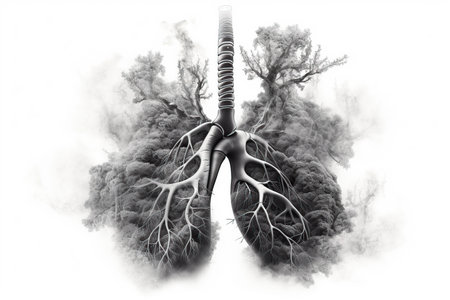 Pollution and lung disease concept. Generative AI illustration.の素材