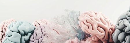 Abstract human brain banner. Generative AI illustration.の素材