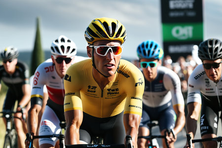 cycling road race, international race. Generative AI illustration.の素材