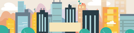Illustration of a modern city banner.のイラスト素材