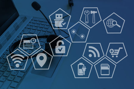 Internet, Cyber, firewall security concept, laptop computer for Data protection, information safety...
