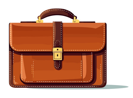 Briefcase illustration on white transparent background.の素材
