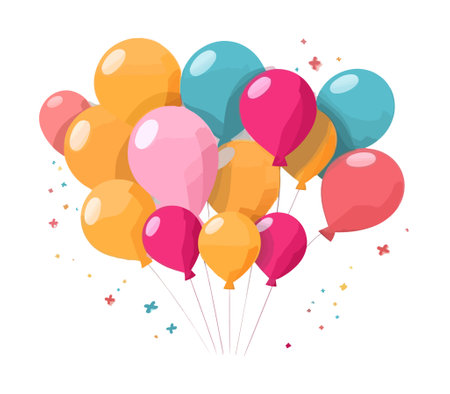 Balloon illustration on white transparent background.の素材