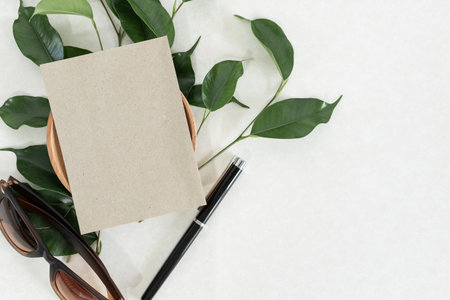 Invitation or greeting card mockup on a white background.の写真素材