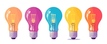Light bulb illustration on white transparent background.のイラスト素材