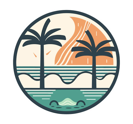 Beach illustration on white transparent background.のイラスト素材