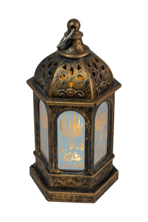 Islamic lamp, with arabesque decorations, isolated on white background. graphic resourceの写真素材