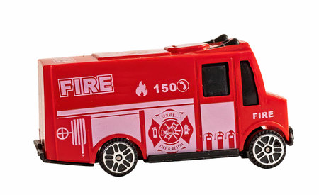 Toy fire truck, isolated on white background. graphic resourceの写真素材
