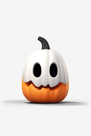 Halloween 3D render character on white background. Generative AI illustration.の素材