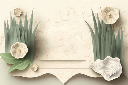 Paper art , Ecology and world environment day template. Generative AI illustration.の素材