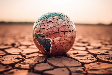 Climate change and global warming. Generative AI illustration.の素材
