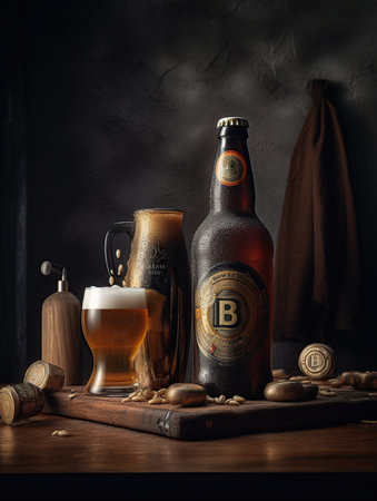 International beer day. Generative AI illustration.の素材