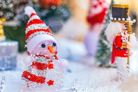 Close up of snowman in diorama. still lifeの素材