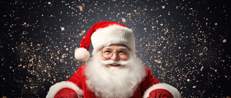Happy Santa Claus banner. AI Generated illustration.の素材