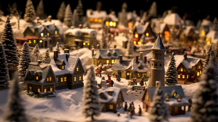 Christmas village toy. AI Generated illustration.の素材