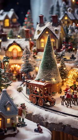 Christmas village toy. AI Generated illustration.の素材