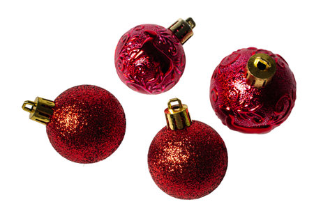 Ornamental Christmas balls, isolated on white or transparent background cutout.の写真素材