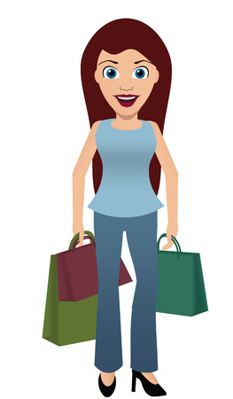 Woman with bagsのイラスト素材