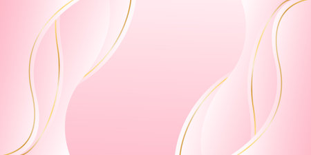 Elegant pink luxury background. Abstract wave dynamic wallpaper with gold lines. Template banner background for beauty products, sales, ads, events, web and pagesのイラスト素材