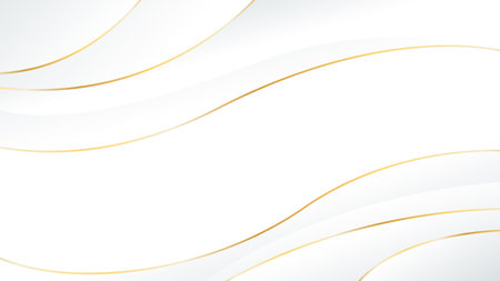 Elegant white luxury background. Abstract wave dynamic wallpaper with gold lines. Template banner background for sales, business, ads, events, web, and pagesのイラスト素材