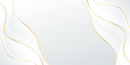 Elegant white-gray luxury background. Abstract wave dynamic wallpaper with gold lines. Template banner background for sales, business, ads, events, web, and pagesのイラスト素材