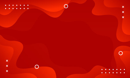 Abstract red fluid wavy background with geometric shapes, modern dynamic wallpaper. Vector illustration. Suitable for templates, sale banners, events, ads, web and pagesのイラスト素材