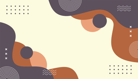 Abstract background minimalist, hand-drawn with geometric and organic shapes in different shades of brown. simple trendy flat vector illustrationのイラスト素材