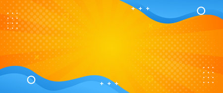 Bright orange abstract geometric banner background. Orange comic sunburst effect background with...