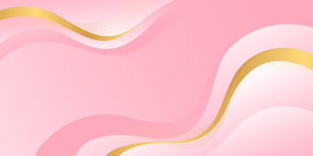 Beautiful pink luxury wave background with gold lines. Abstract elegant wallpapers. Suitable for templates, banners, sales, ads, events, awards, web, pages, and othersのイラスト素材