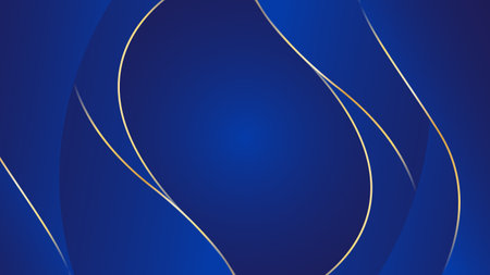 Elegant blue luxury wave background with gold lines. Abstract modern wallpapers. Suitable for templates, banners, sales, ads, events, awards, web, pages, and othersのイラスト素材