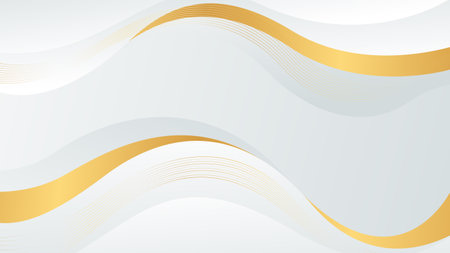 Elegant white-gray luxury wave background with gold lines. Abstract modern wallpapers. Suitable for templates, banners, sales, ads, events, awards, web, pages, and othersのイラスト素材