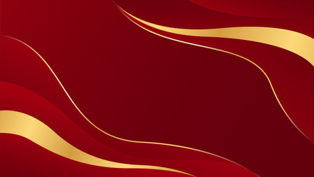Abstract red luxury wave background with gold lines. Elegant modern wallpapers. Suitable for templates, banners, cards, sales, ads, events, awards, web and pagesのイラスト素材