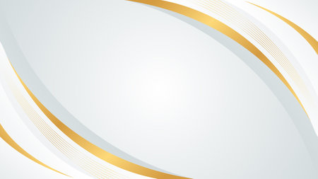 Abstract white-gray luxury curved background with gold lines. Elegant modern wallpapers. Suitable for templates, banners, cards, sales, ads, events, awards, web and pagesのイラスト素材