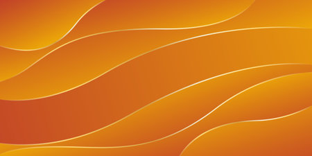 Abstract orange luxury background with gold lines. Elegant wave modern wallpaper. Template banner background for sales, ads, events, awards, web, pages, and othersのイラスト素材