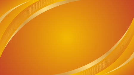 Abstract orange luxury background with gold lines. Elegant wave modern wallpaper. Template banner background for sales, ads, events, awards, web, pages, and othersのイラスト素材